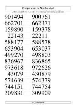 Comparaisons des chiffres jusqu'à 1 000 000 rapprochés (version SI)