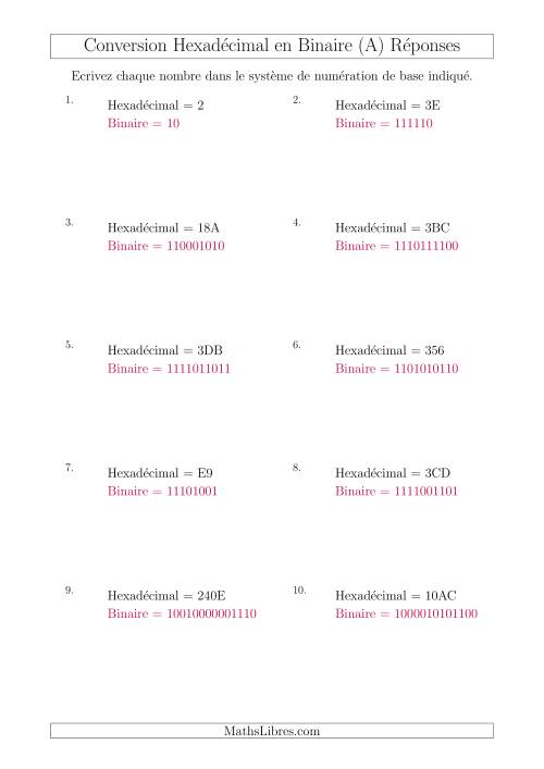 Conversion de Nombres Hexadécimaux en Nombres Binaires (Tout) page 2
