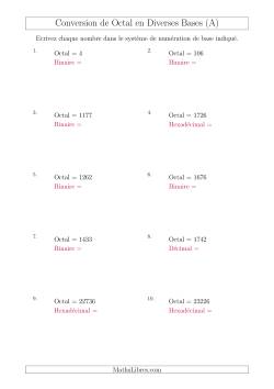 Conversion de Nombres Octaux en Divers Systèmes de Numération de Base