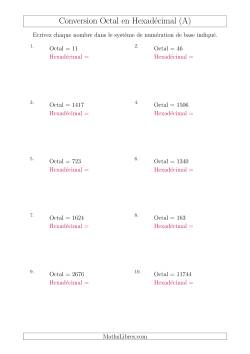 Conversion de Nombres Octaux en Nombres Hexadécimaux