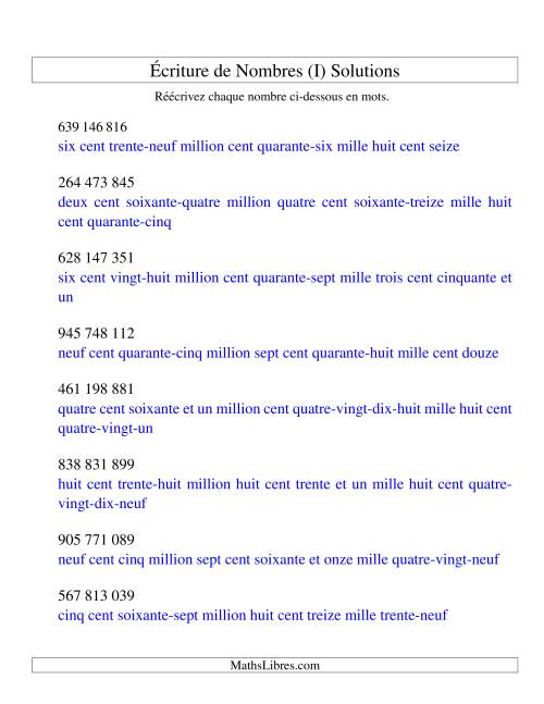 Nombres écrits -- 9-chiffres (version SI) (I) page 2