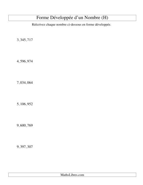 Écriture de nombres en forme dévoleppée 1,000,000 à 9,999,999 (version US) (K) page 2