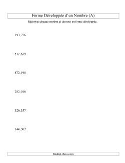 Écriture de nombres en forme dévoleppée 100,000 à 999,999 (version US)