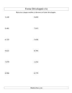 Écriture de nombres en forme dévoleppée 1.000 à 9.999 (version EU)