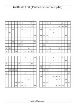 Grille de 100 Partiellement Remplie (Aléatoirement)