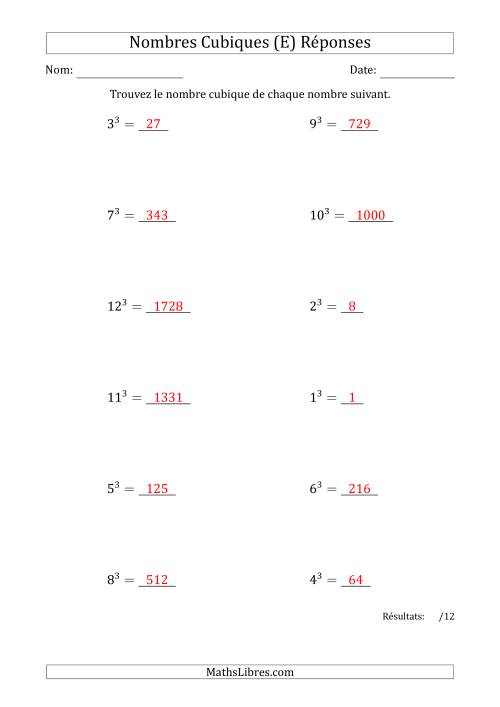 Nombres Cubiques de 1 à 12 (E) page 2