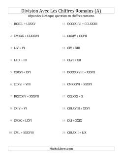Division Avec Les Chiffres Romains (Jusqu'à M)