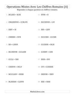 Opérations Mixtes Avec Les Chiffres Romains (Jusqu'à M)