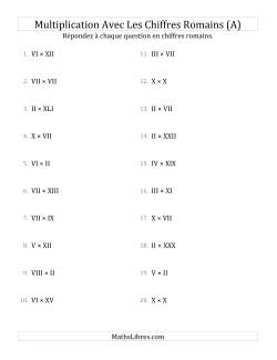 Multiplication Avec Les Chiffres Romains (Jusqu'à C)