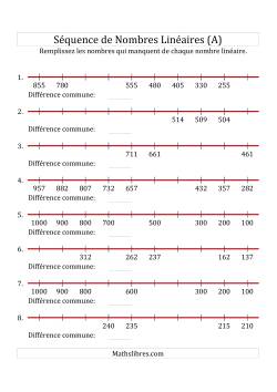 Séquence Personnalisée de Nombres Linéaires Décroissants (De 100 à 1 000)