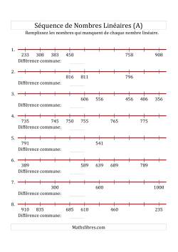 Séquence Personnalisée de Nombres Linéaires Croissants & Décroissants (De 100 à 1 000)