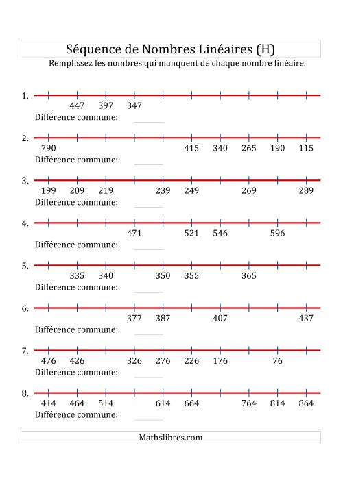Séquence Personnalisée de Nombres Linéaires Croissants & Décroissants (Maximum 1 000) (H)