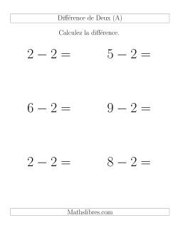 Règles de Soustraction -- Différence de 2