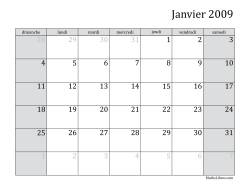 Calendrier Mensuel 2009