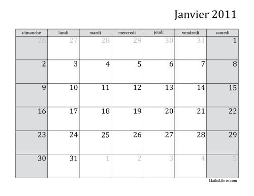 Calendrier Mensuel 2011