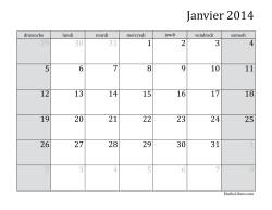 Calendrier Mensuel 2014