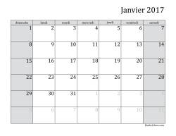 Calendrier Mensuel 2017