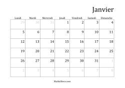 Calendriers Spécifiques Mensuels (Année Civile) Avec le 1er Janvier sur Jeudi