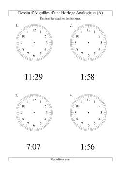 Dessin d'Aiguiles sur Une Horloge Analogique avec 1 Minute d'Intervalle (Grand Format)