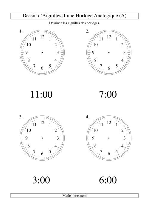 Dessin d'Aiguiles sur Une Horloge Analogique avec 60 Minutes d'Intervalle (Grand Format) (Grand Format)
