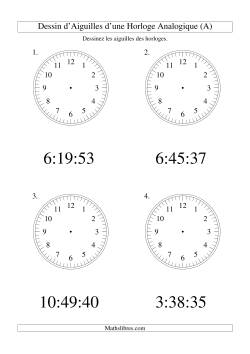 Dessin d'Aiguiles sur Une Horloge Analogique avec 1 Seconde d'Intervalle (Grand Format)