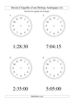 Dessin d'Aiguiles sur Une Horloge Analogique avec 15 Secondes d'Intervalle (Grand Format)