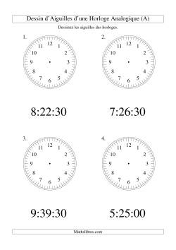 Dessin d'Aiguiles sur Une Horloge Analogique avec 30 Secondes d'Intervalle (Grand Format)