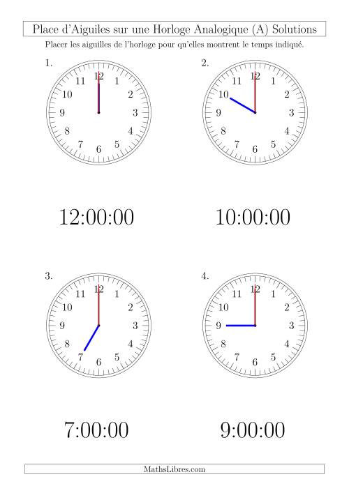 Place d'Aiguiles sur Une Horloge Analogique avec 60 Minutes  & Secondes d'Intervalle (4 Horloges) (Tout) page 2