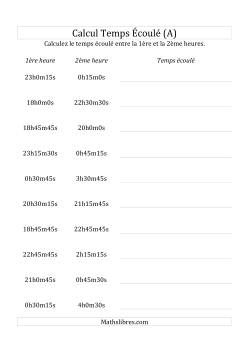 Temps Écoulé Jusqu'à 5 Heures, à Intervalle de 15 Minutes/Secondes